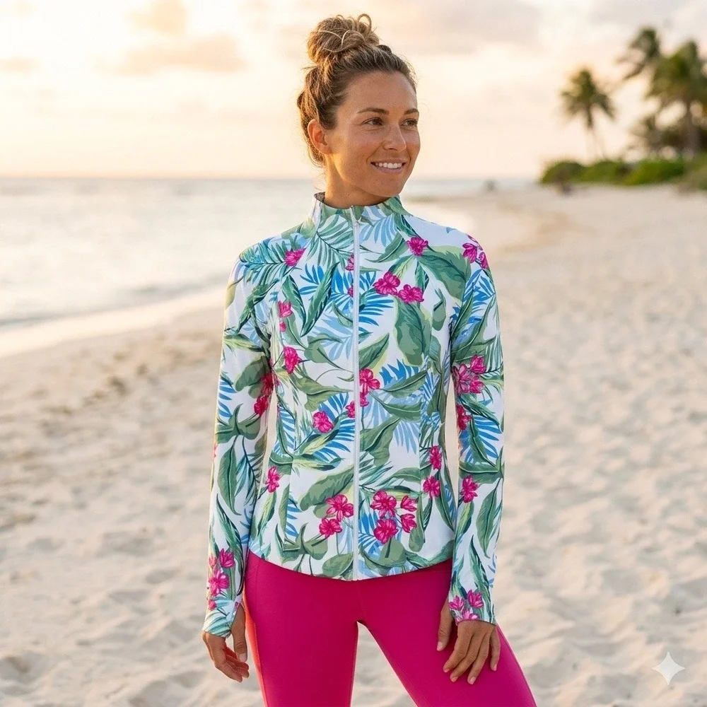 Tommy Bahama Active Set Womens S/XS White Floral NEW Jacket & Skort 2pc